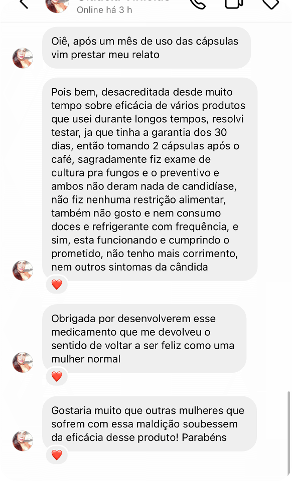 Print de WhatsApp — relato de cliente Imunofem